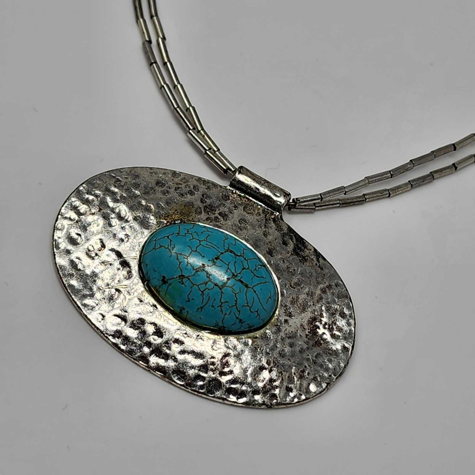 Vintage Hammered Silver Necklace 15$